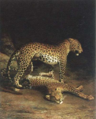 Jacques-Laurent Agasse two leopards playing Germany oil painting art